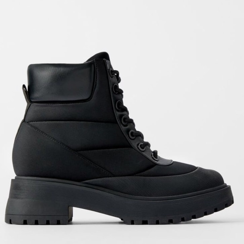 NEW Zara Lug Sole Black Hiking Boots